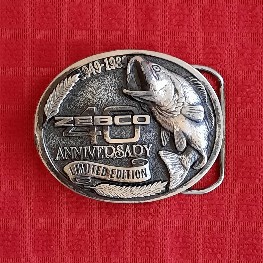Vintage Zebco 40 Anniversary Fishing Bass Belt Buckle